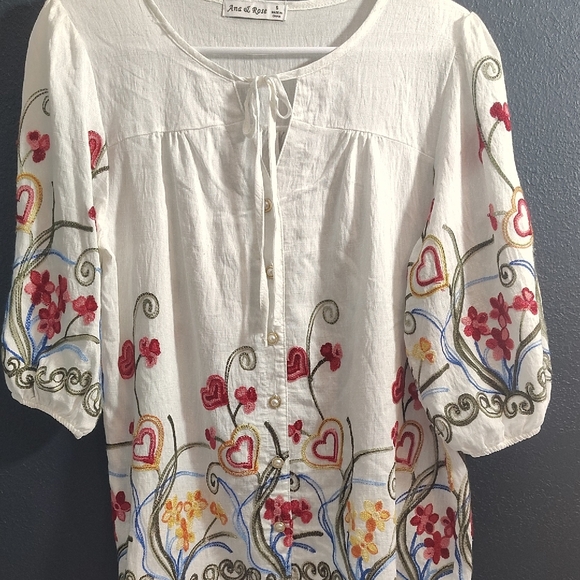 Ana & Rose Tops - Art of Rajasthan White Embroidered Blouse